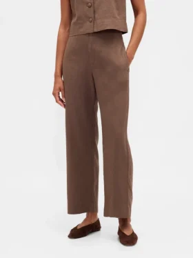 Lässige, gerade Knöchelhose aus Leinenmischung