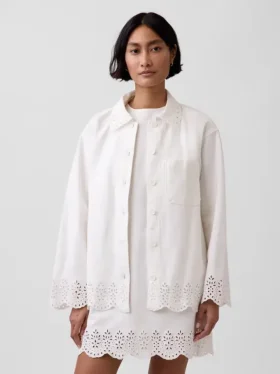 Lässige Hemdjacke mit Ösen am Saum