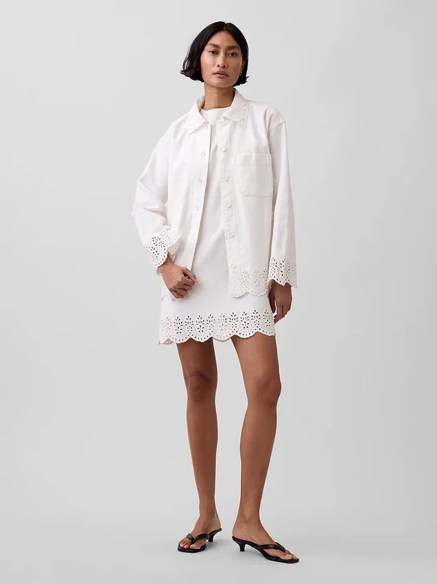 Lässige Hemdjacke mit Ösen am Saum