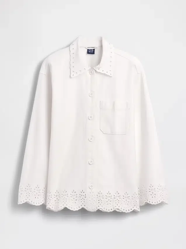 Lässige Hemdjacke mit Ösen am Saum