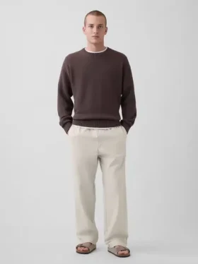 Lässige, konisch zulaufende Hose aus Leinen-Baumwolle