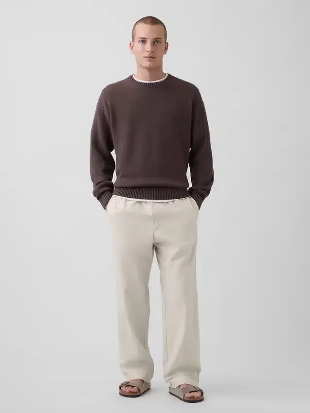 Lässige, konisch zulaufende Hose aus Leinen-Baumwolle