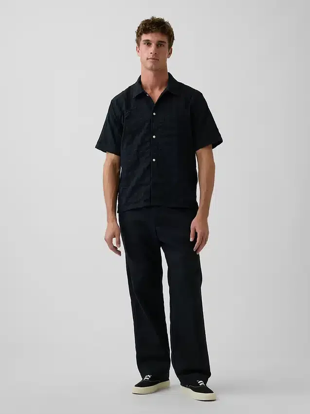 Lässige, konisch zulaufende Hose aus Leinen-Baumwolle
