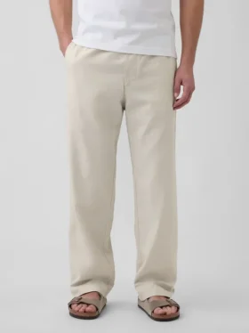 Lässige, konisch zulaufende Hose aus Leinen-Baumwolle