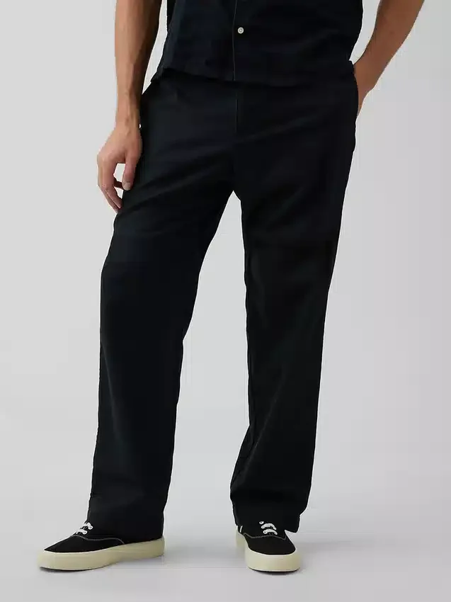 Lässige, konisch zulaufende Hose aus Leinen-Baumwolle