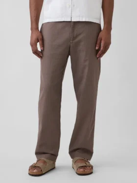 Lässige, konisch zulaufende Hose aus Leinen-Baumwolle