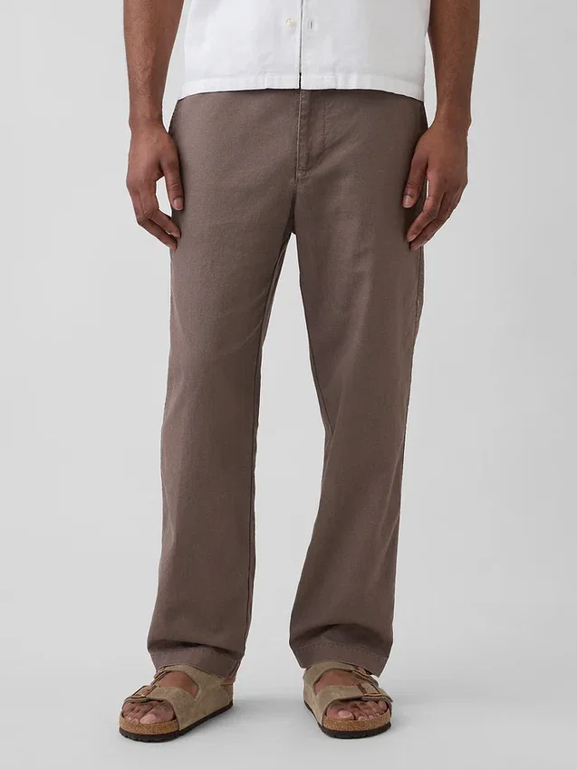 Lässige, konisch zulaufende Hose aus Leinen-Baumwolle