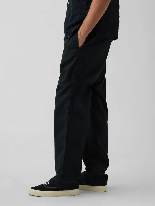 Lässige, konisch zulaufende Hose aus Leinen-Baumwolle
