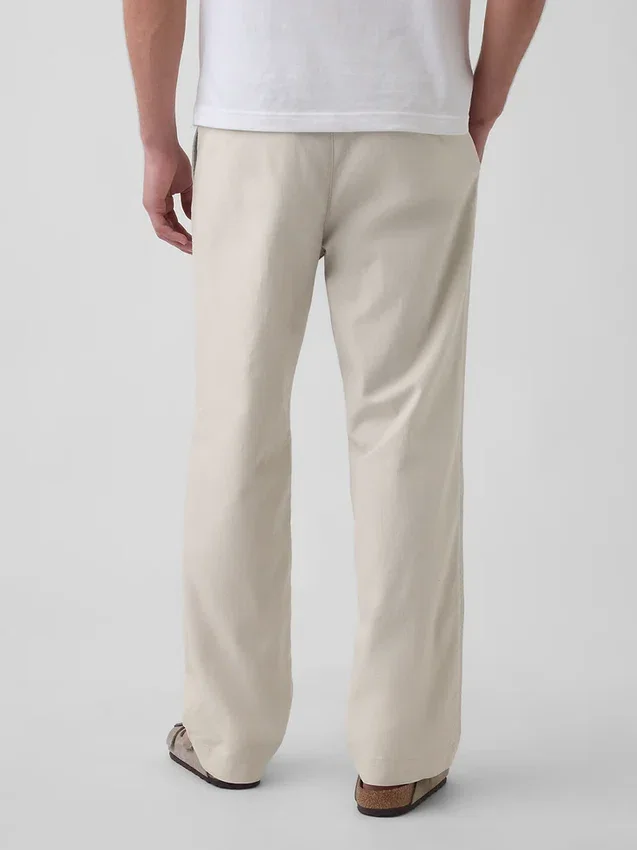 Lässige, konisch zulaufende Hose aus Leinen-Baumwolle