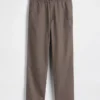 Lässige, konisch zulaufende Hose aus Leinen-Baumwolle