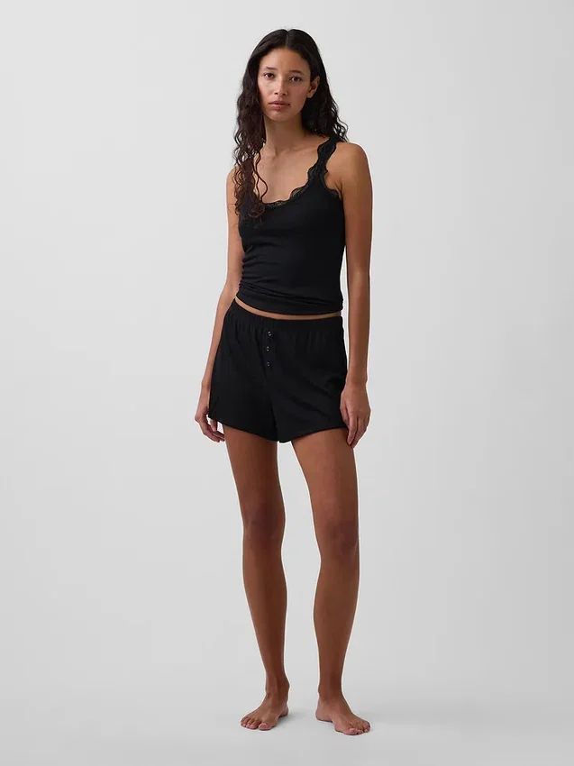 Lässige Pyjama-Shorts mit feiner Rippstruktur