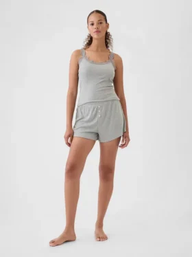 Lässige Pyjama-Shorts mit feiner Rippstruktur