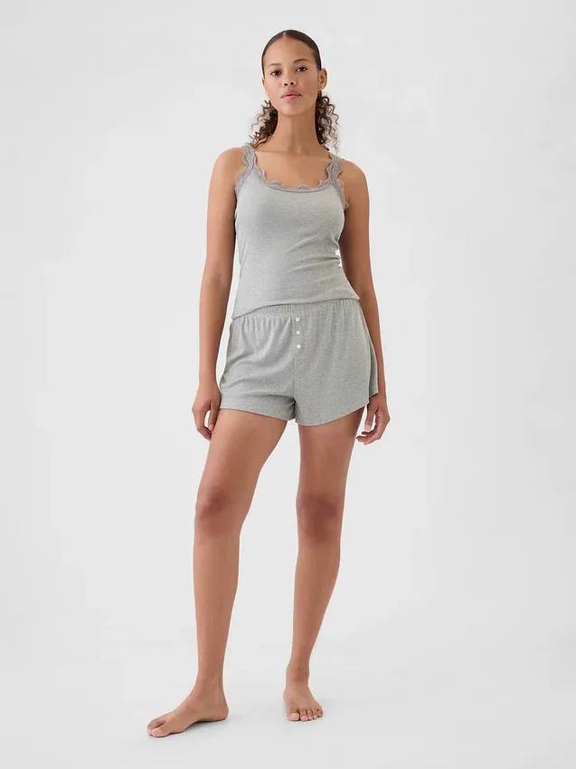 Lässige Pyjama-Shorts mit feiner Rippstruktur