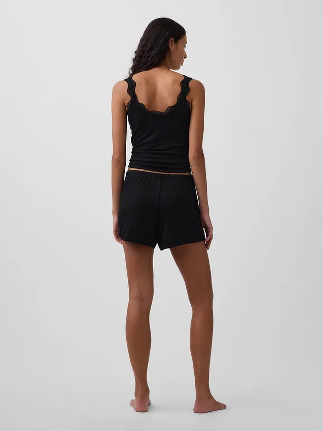 Lässige Pyjama-Shorts mit feiner Rippstruktur
