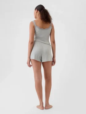 Lässige Pyjama-Shorts mit feiner Rippstruktur