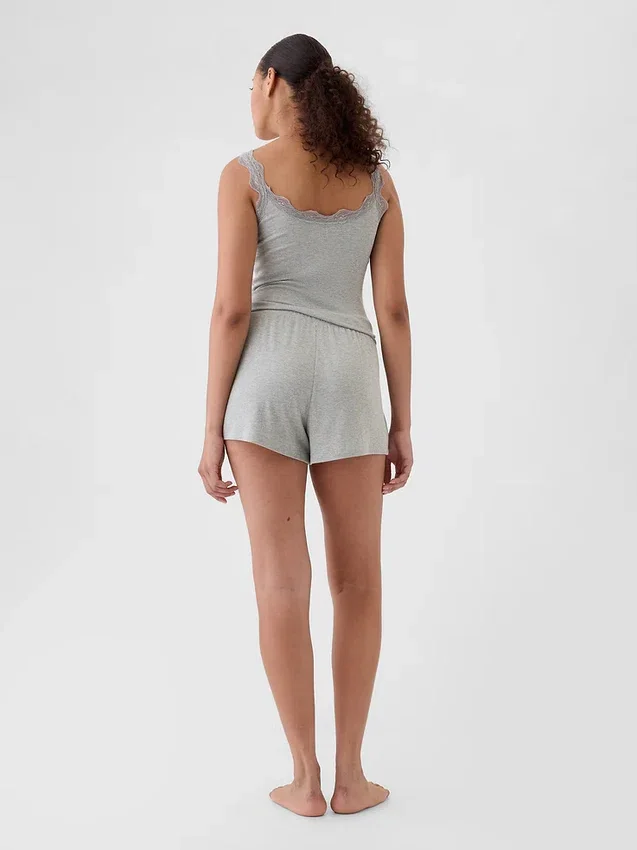 Lässige Pyjama-Shorts mit feiner Rippstruktur