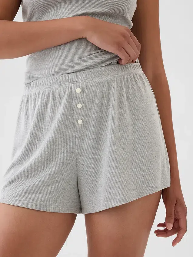Lässige Pyjama-Shorts mit feiner Rippstruktur