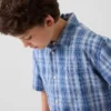 Lässiges Urlaubshemd für Kinder aus strukturierter Baumwolle mit Karomuster