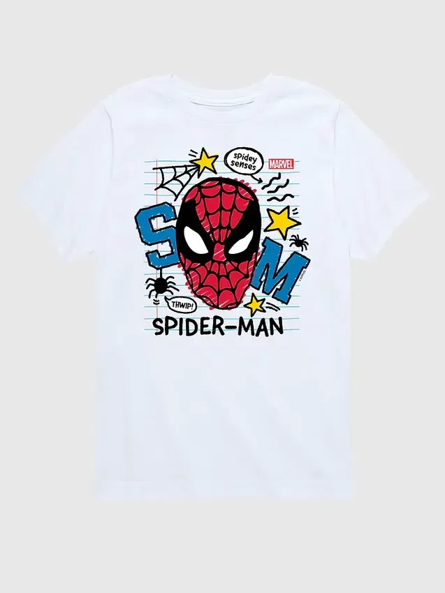 Marvel Scribbled Spider-Man Kurzarm-T-Shirt mit Grafik für Kleinkinder