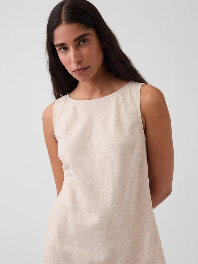 Maxi-Etuikleid aus Leinenmischung