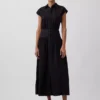 Maxi-Hemdkleid aus Popeline mit tief sitzender Taille