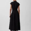 Maxi-Hemdkleid aus Popeline mit tief sitzender Taille