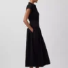Maxi-Hemdkleid aus Popeline mit tief sitzender Taille