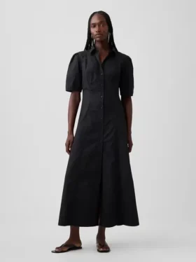 Maxi-Hemdkleid mit Fässchenärmeln