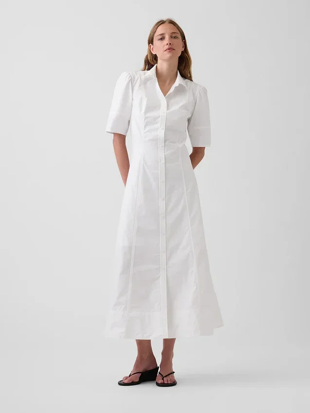 Maxi-Hemdkleid mit Fässchenärmeln