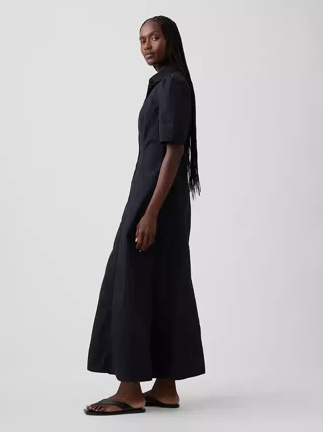 Maxi-Hemdkleid mit Fässchenärmeln
