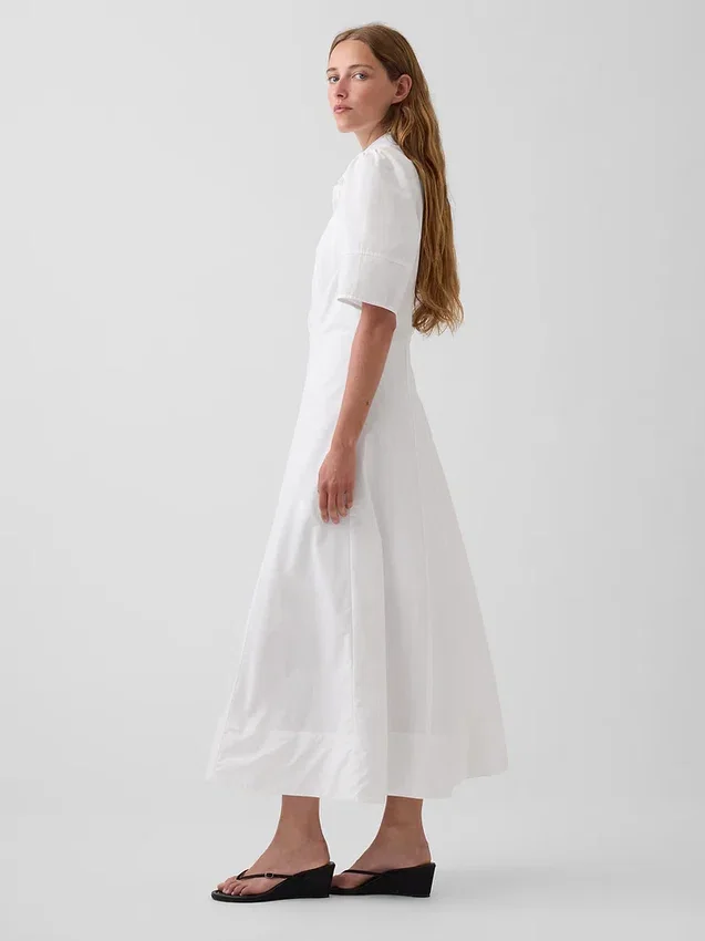 Maxi-Hemdkleid mit Fässchenärmeln