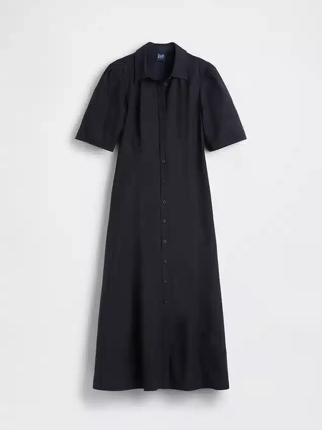 Maxi-Hemdkleid mit Fässchenärmeln