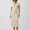 Maxi-Pullover-Kleid mit Knopfleiste und Rippstrick