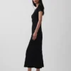 Maxi-Pullover-Kleid mit Knopfleiste und Rippstrick