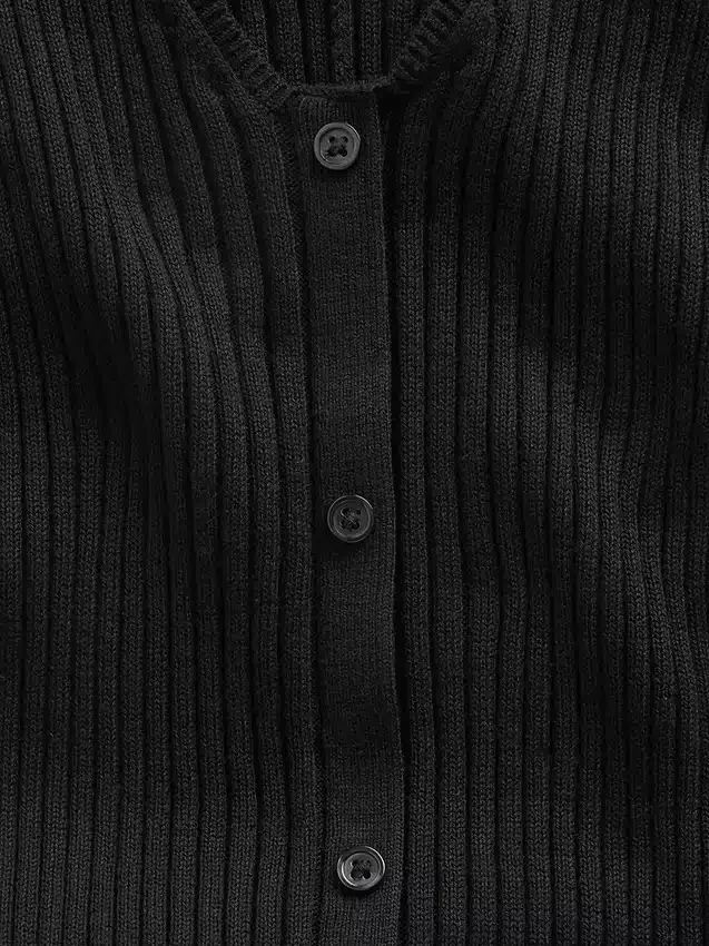 Maxi-Pullover-Kleid mit Knopfleiste und Rippstrick