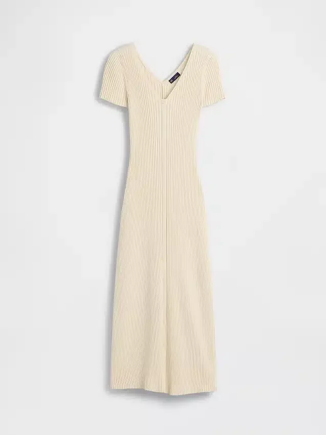 Maxi-Pullover-Kleid mit Knopfleiste und Rippstrick