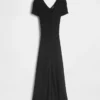 Maxi-Pullover-Kleid mit Knopfleiste und Rippstrick