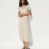 Maxi-Pullover-Kleid mit Knopfleiste und Rippstrick