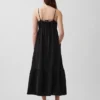 Maxikleid aus Baumwollgaze mit Empire-Taille und Stufenschnitt