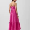 Maxikleid aus Baumwollgaze mit Empire-Taille und Stufenschnitt
