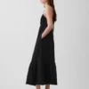 Maxikleid aus Baumwollgaze mit Empire-Taille und Stufenschnitt