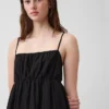 Maxikleid aus Baumwollgaze mit Empire-Taille und Stufenschnitt