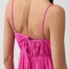 Maxikleid aus Baumwollgaze mit Empire-Taille und Stufenschnitt