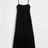 Maxikleid aus Baumwollgaze mit Empire-Taille und Stufenschnitt