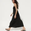 Maxikleid aus Baumwollgaze mit Empire-Taille und Stufenschnitt
