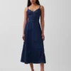 Maxikleid aus Denim mit Korsettnaht