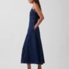 Maxikleid aus Denim mit Korsettnaht