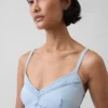 Maxikleid aus Denim mit Korsettnaht