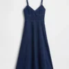 Maxikleid aus Denim mit Korsettnaht