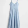 Maxikleid aus Denim mit Korsettnaht